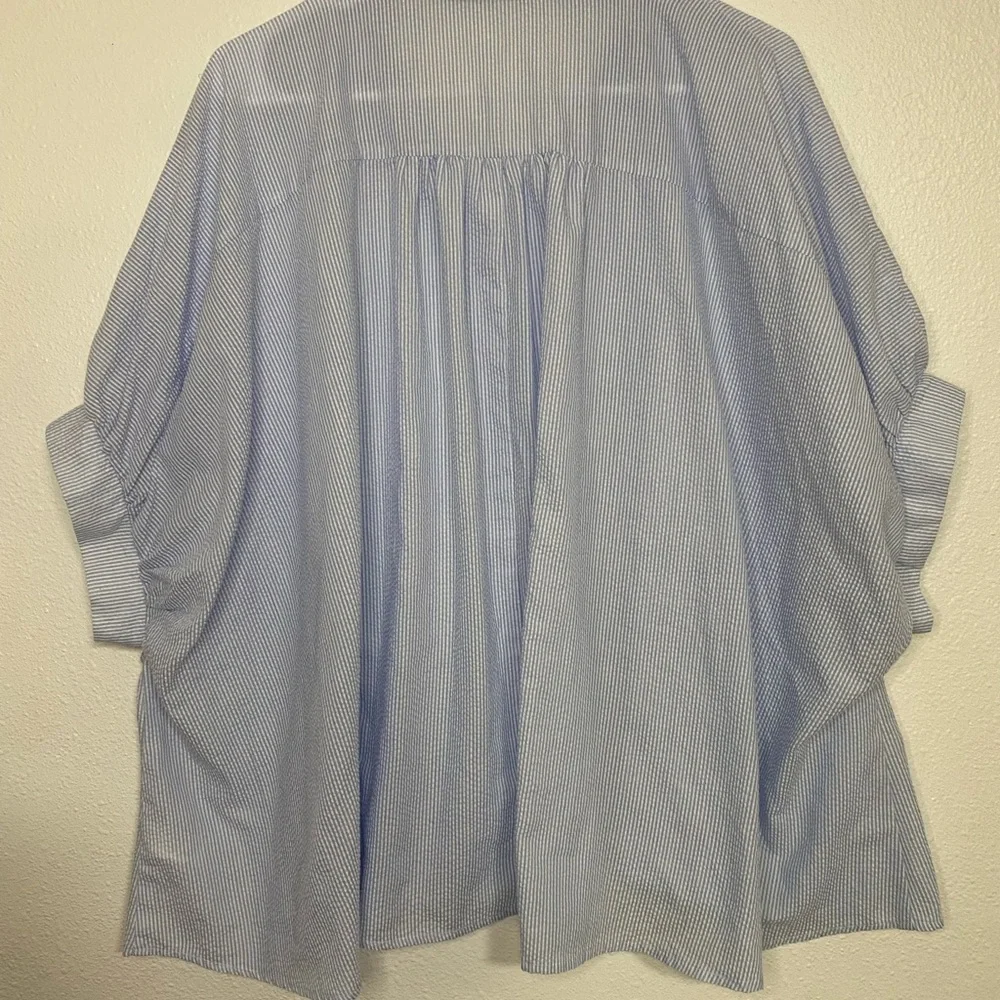 Classic Blue Striped Button Down Shirt for Women - Picture 7 of 14